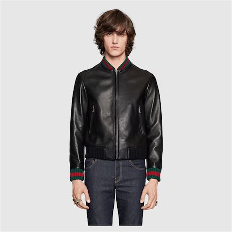 gucci leather jacket with ruby|Gucci leather jacket price.